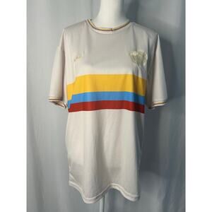 Adidas Colombia Soccer Jersey Shirt White Rainbow Stripe Trefoil XL Retro Style